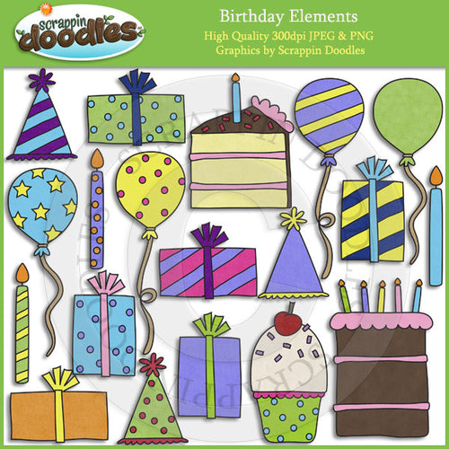 Birthday Elements - Party Clip Art