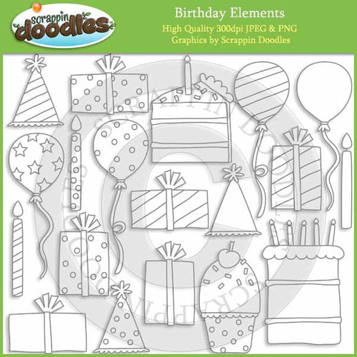 Birthday Elements - Party Clip Art