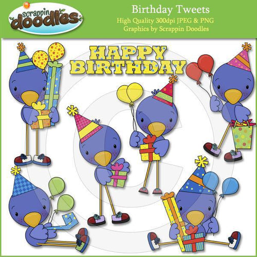 Birthday Tweets - Cute Blue Bird Clip Art