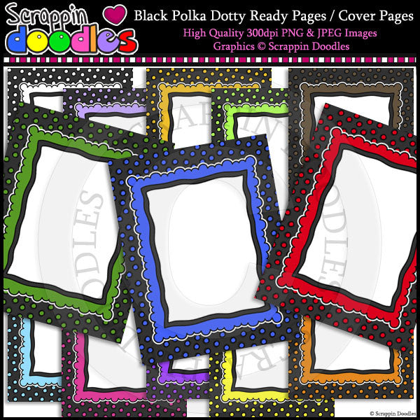 BBlack Polka Dotty 8 1/2 x 11 Ready Pages Borders Frames