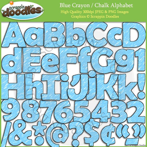 Light Blue Crayon Alphabet Clip Art