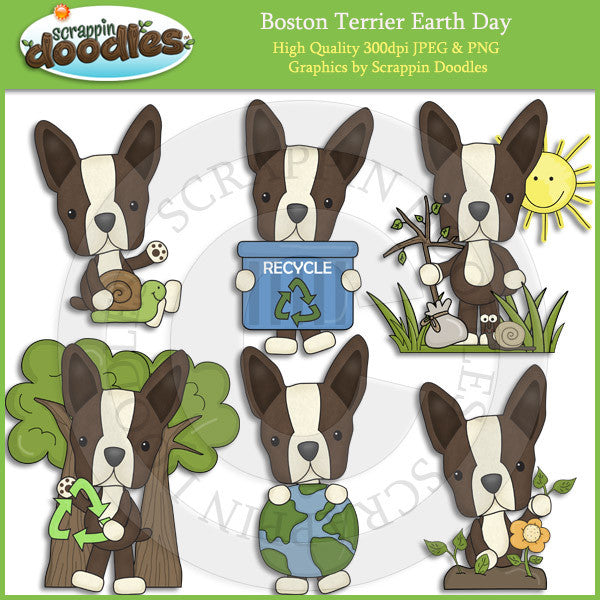 Boston Terriers Love Our Planet Clip Art dog