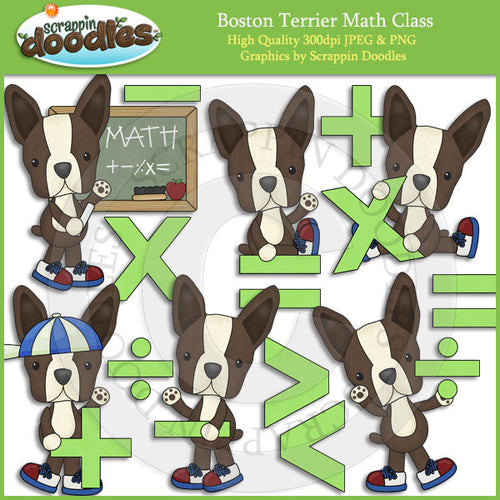 Boston Terriers Love Math Clip Art  Dog