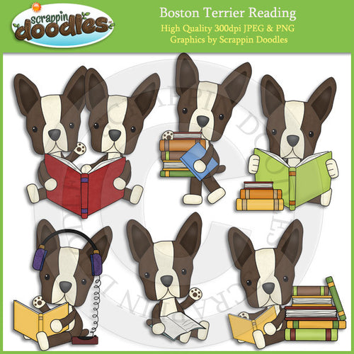 Boston Terriers Love To Read Clip Art