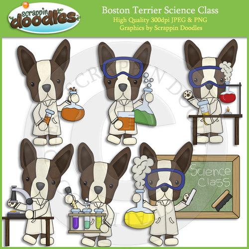 Boston Terriers Love Science Clip Art Dogs