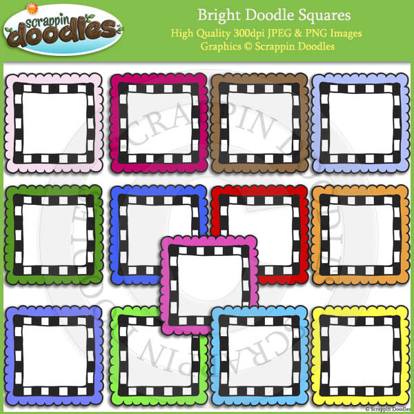 Bright Doodle Frames / Borders Clip Art Bundle