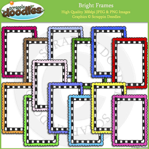 Bright Doodle Frames / Borders Clip Art Bundle