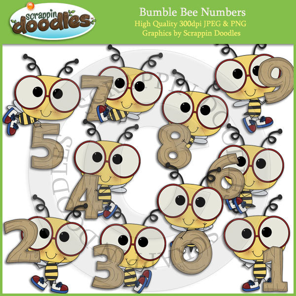 Bumble Bee Numbers Clip Art