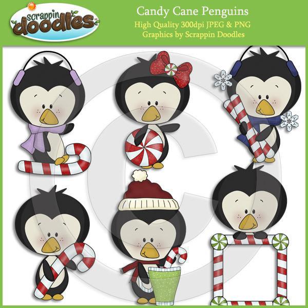 Candy Cane Penguins Clip Art Download
