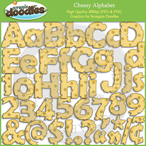 Cheesy Alphabet, Numbers & Punctuation ClipArt Download
