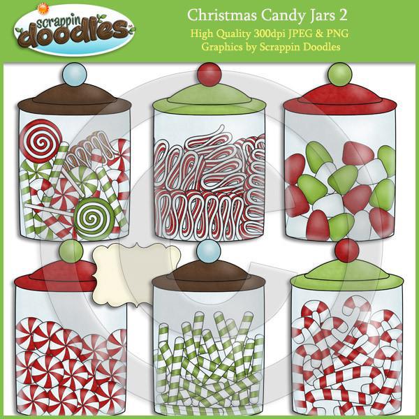 Christmas Candy Jars 2 Clip Art Download