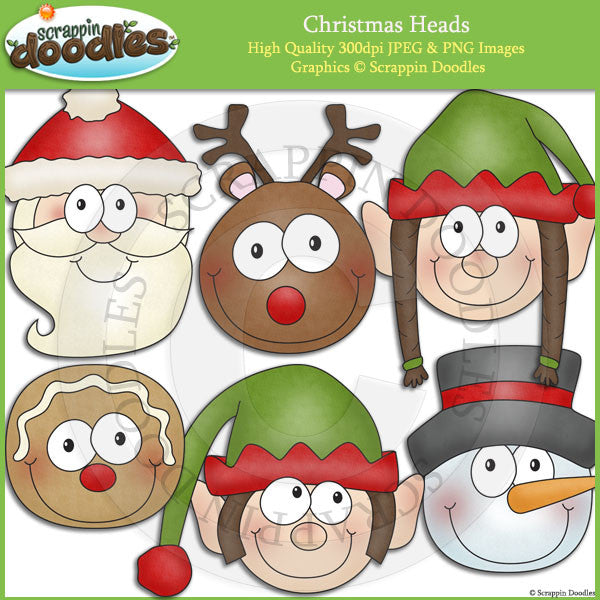 Christmas Heads Clip Art