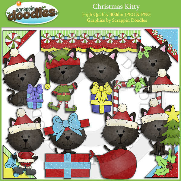 Christmas Kitty Clip Art Download