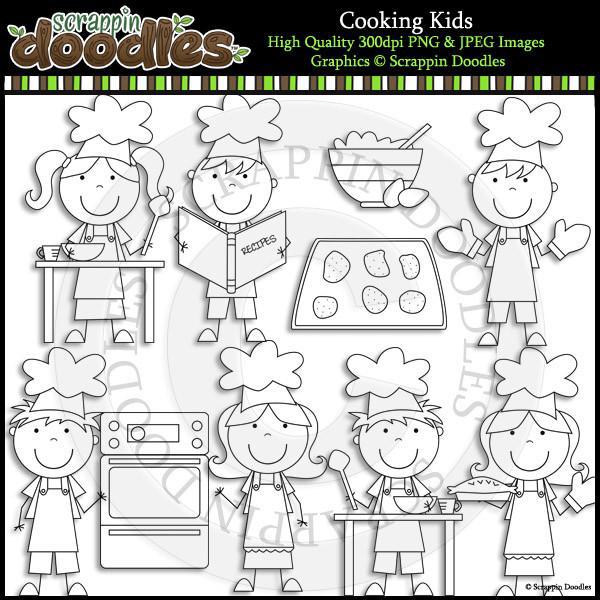 kids baking clip art black and white