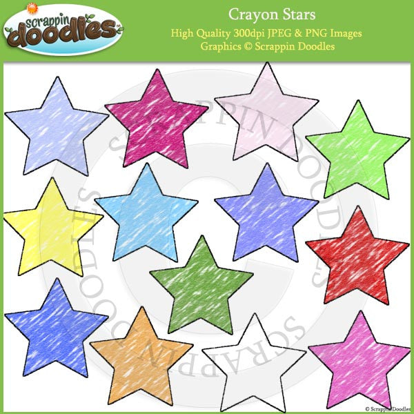 Crayon Stars Clip Art