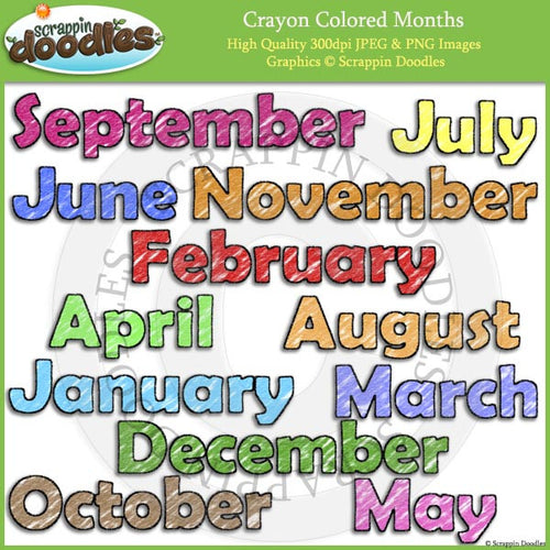 Crayon Months Clip Art