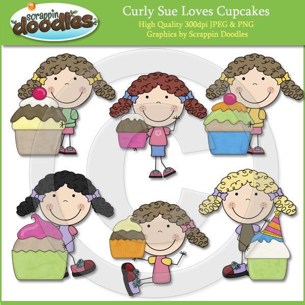Curly Sue Loves Cupcakes Clip Art Download