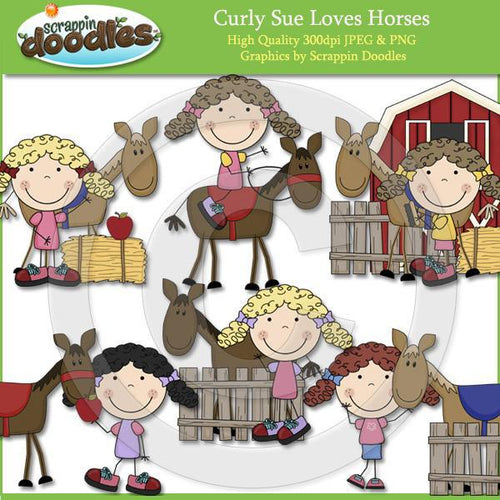 Curly Sue Loves Horses Clip Art Download