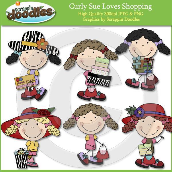 Curly Sue Loves Shopping Clip Art Download