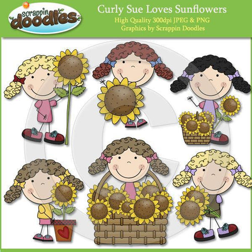 Curly Sue Loves Sunflowers Clip Art Download