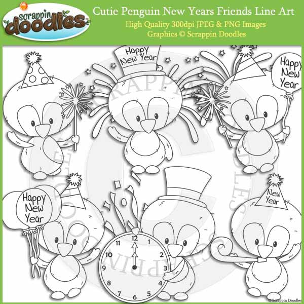 Cutie Penguin New Year Friends