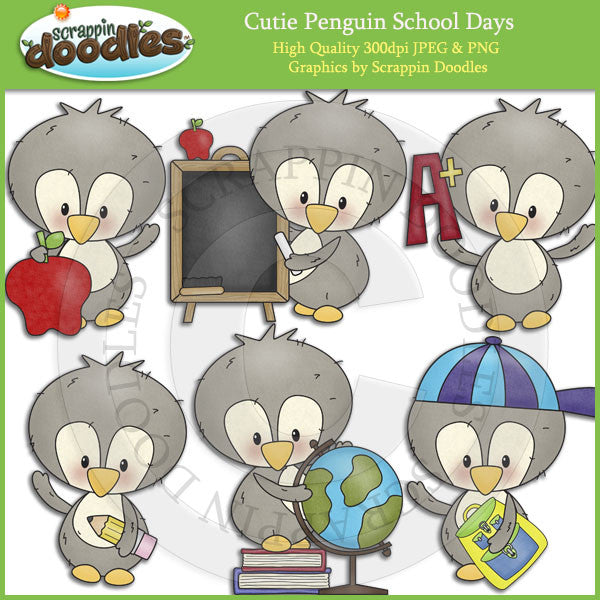 Cutie Penguin School Days Clip Art Download