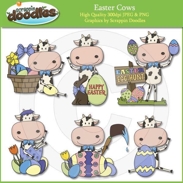 Easter Cows Clip Art Download