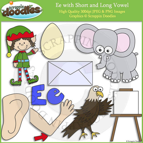 Ee Short and Long Vowel Clip Art and Line Art