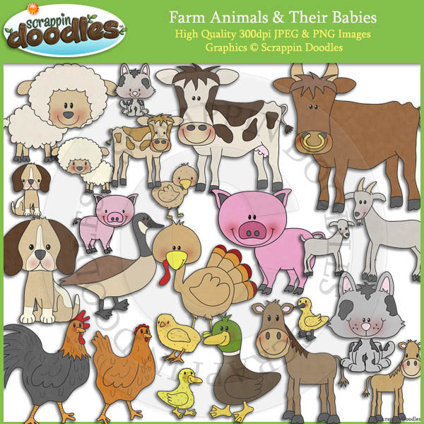 Farm Animals and Babies Clip Art