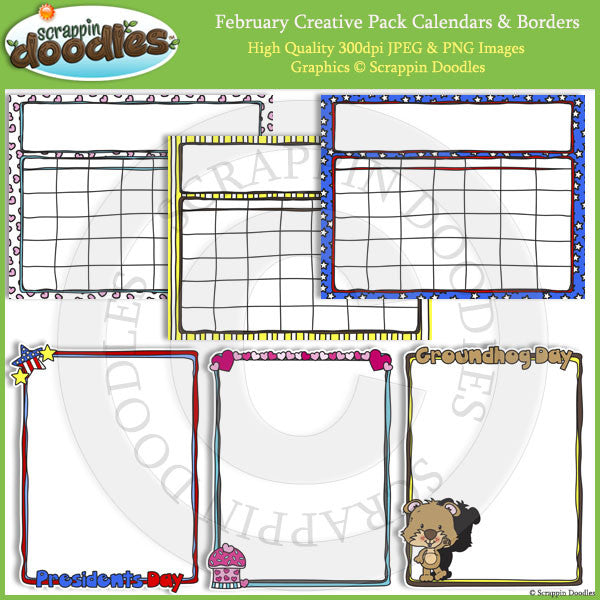 February Design Border February Creative Pack , Backgrounds, Borders & More – Scrappin Doodles