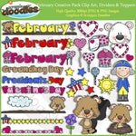 February Creative Pack , Backgrounds, Borders & More