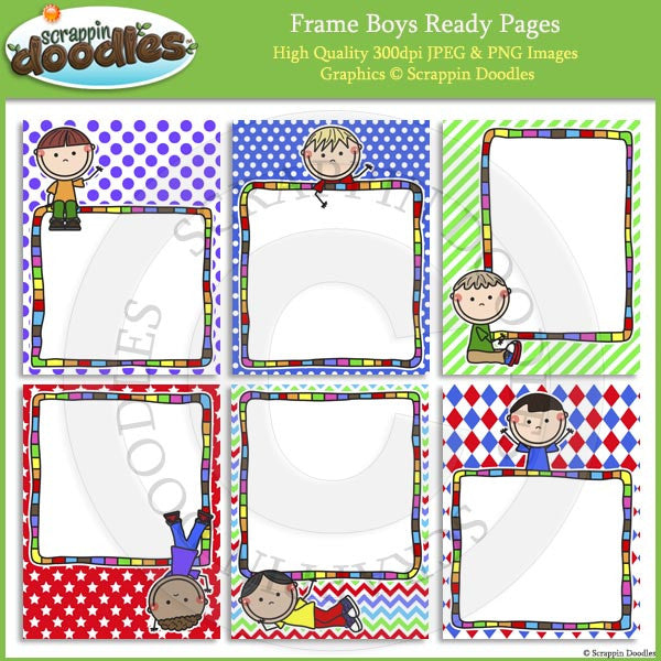 Frame Boys 8 1/2 x 11 Ready Pages / Cover Pages Color & Line Art
