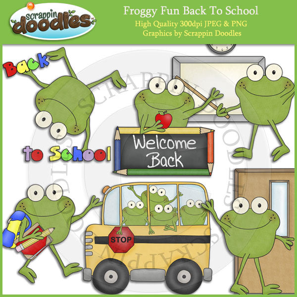 Froggy Fun Back To School Clip Art