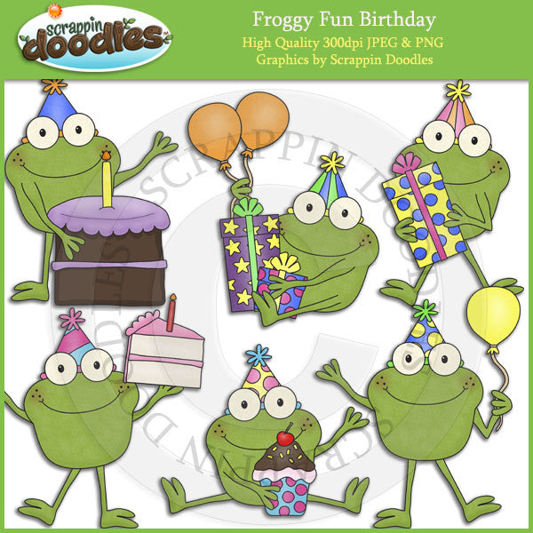 Froggy Fun Birthday Clip Art
