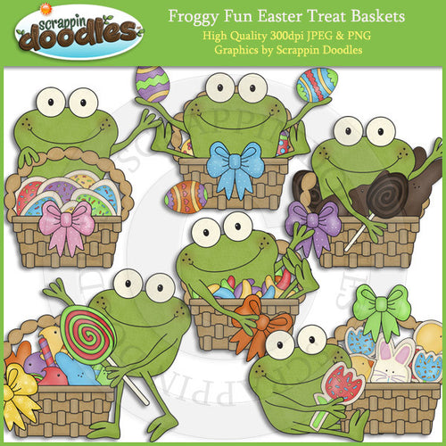 Froggy Fun Easter Treat Baskets Clip Art Download