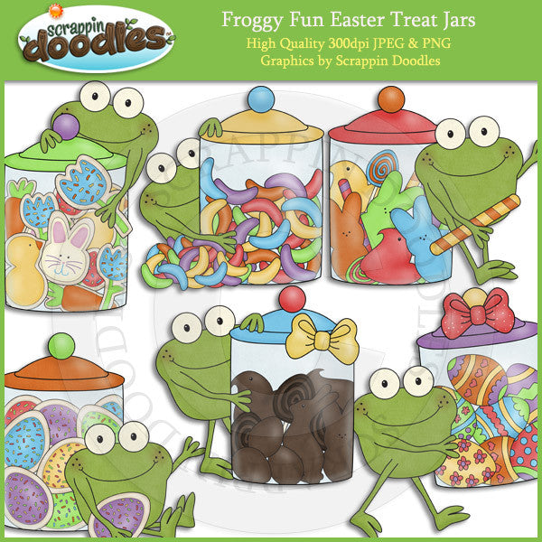Froggy Fun Easter Treat Jars Clip Art Download