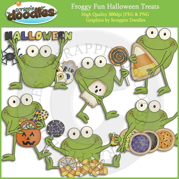 Froggy Fun Halloween Treats Clip Art Download