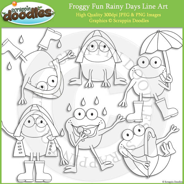 Froggy Fun Rainy Days Clip Art