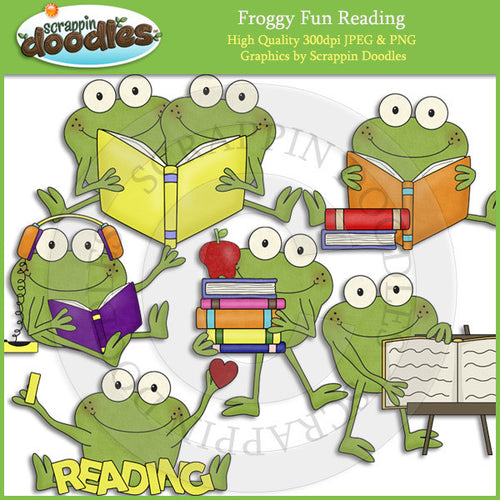 Froggy Fun Reading Clip Art Download
