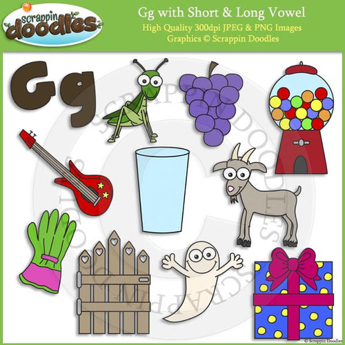 Gg Short and Long Vowel Clip Art and Line Art