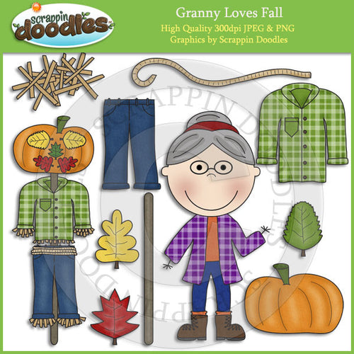Granny Loves Fall Clip Art Download