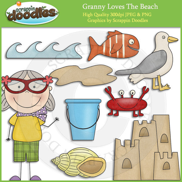 Granny Loves The Beach Clip Art Download