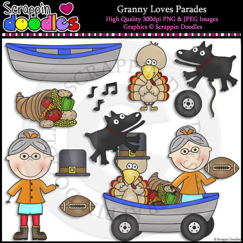 Granny Loves Parades Clip Art & Line Art