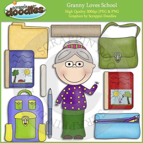 Granny Loves School Clip Art Download