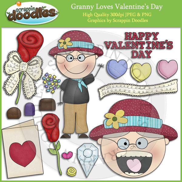 Granny Loves Valentine's Day Clip Art Download