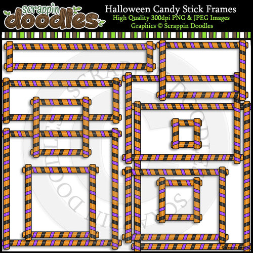 Halloween Candy Stick Frames Clip Art & Line Art