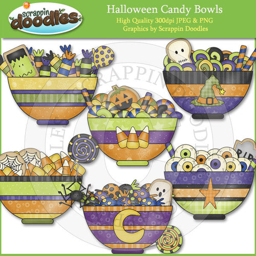 Halloween Candy Bowls Clip Art Download