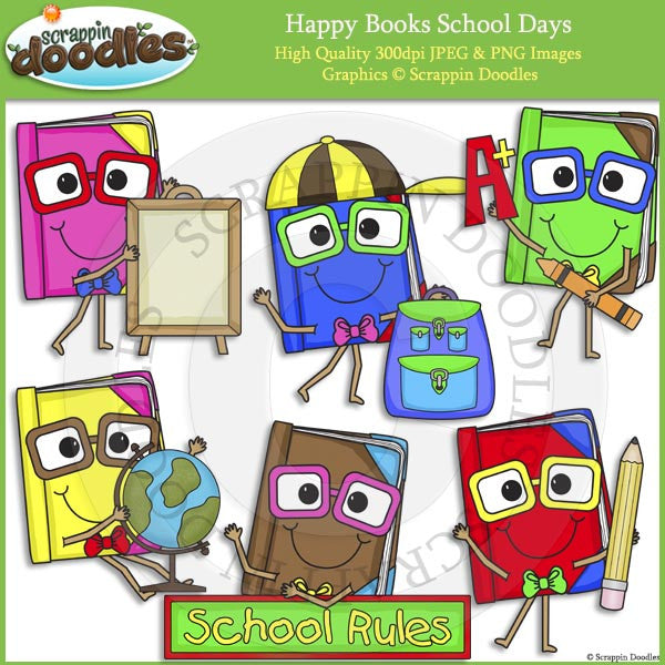 Happy Books School Days Clip Art
