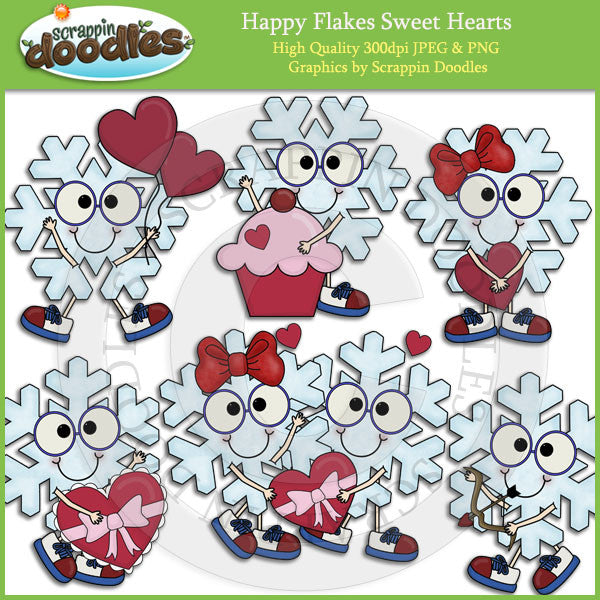 Happy Flakes Sweet Hearts Clip Art Download