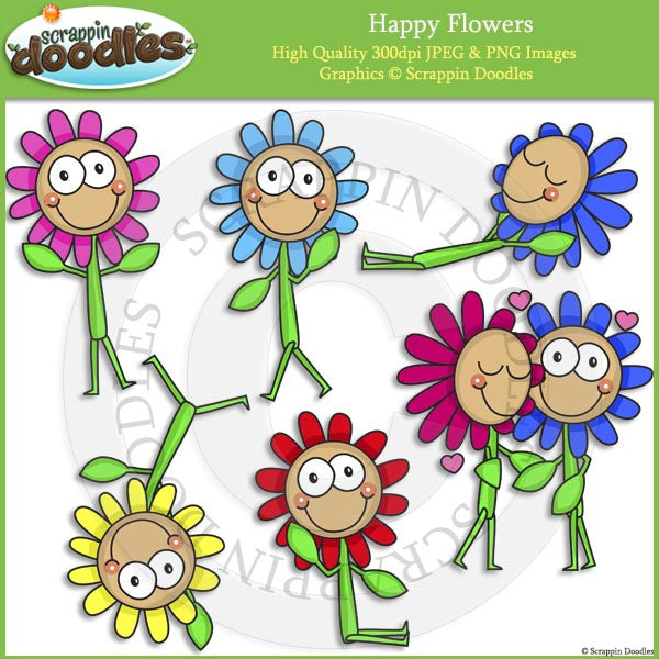 Happy Flowers Clip Art